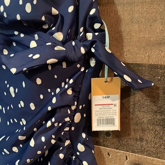 Kona Sol Navy & White Sotted One Piece Swimsuit, NWT - Picture 4 of 10